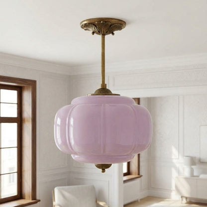 Vintage Melkglas Plafondlamp Geschulpt Rand Wit Roze Groen Blauw Helder Mat Glas Semi-Flush Hanglamp Messing Zwart Finish