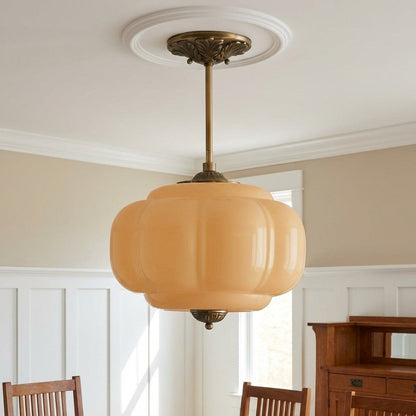 Vintage Melkglas Plafondlamp Geschulpt Rand Wit Roze Groen Blauw Helder Mat Glas Semi-Flush Hanglamp Messing Zwart Finish