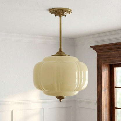 Vintage Melkglas Plafondlamp Geschulpt Rand Wit Roze Groen Blauw Helder Mat Glas Semi-Flush Hanglamp Messing Zwart Finish