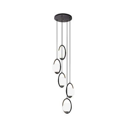 Glazen Bolkroonluchter – Zwart Metalen Hanglamp met Meerdere Glazen Bollen voor Trappenhuis, Eetkamer, Woonkamer