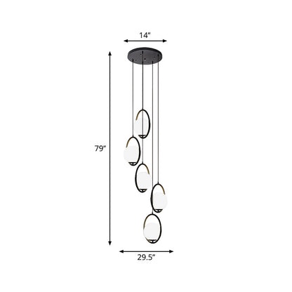 Glazen Bolkroonluchter – Zwart Metalen Hanglamp met Meerdere Glazen Bollen voor Trappenhuis, Eetkamer, Woonkamer