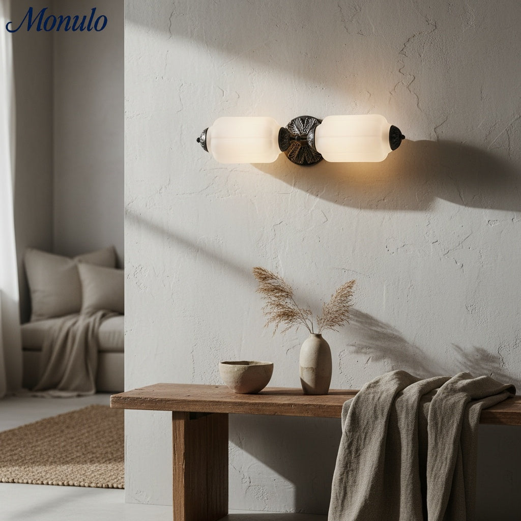 Eloise Vintage Scalloped Milk Glass Wall Sconce - Modern Accent Lighting for Bathroom and Bedroom