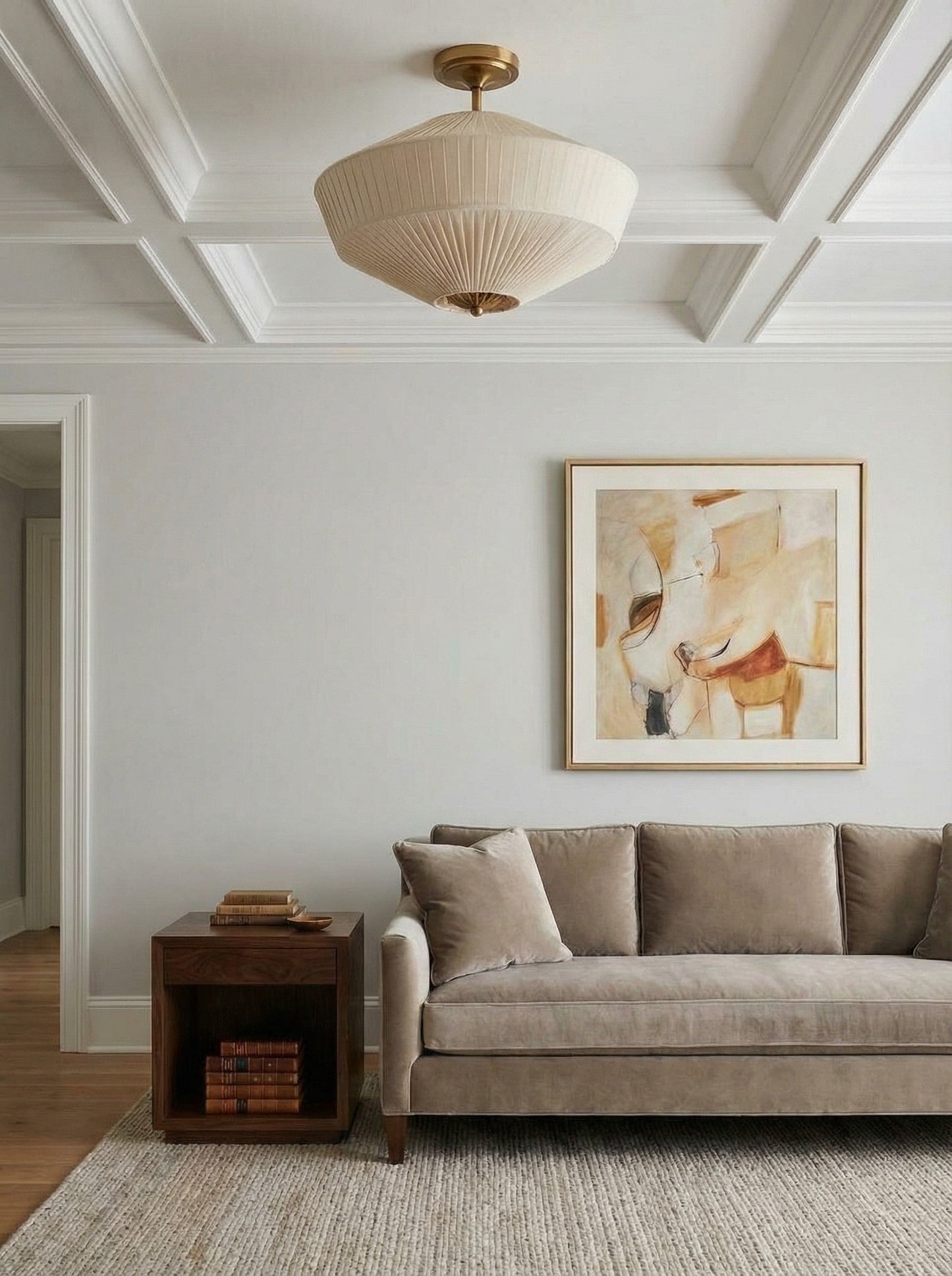 Semi-Flush Plafondlamp Metaal Stoffen Kap Gestroomlijnde Vormgeving Hedendaagse Verlichting Woonkamer Slaapkamer Scandinavisch Interieur Vintage Details