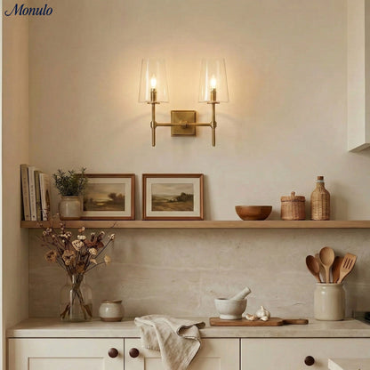 Glazen Wandlamp met Helder Glas – Enkelvoudige tot Drievoudige Configuratie – Elegante Badkamerverlichting