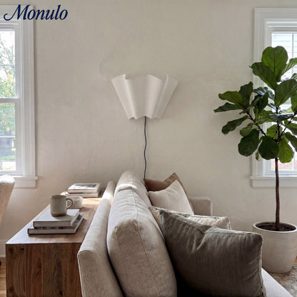 Wandlamp met Scalloped Linnen Kap Retro Design Klassieke Sfeerverlichting voor Woonkamer Slaapkamer Leeshoek