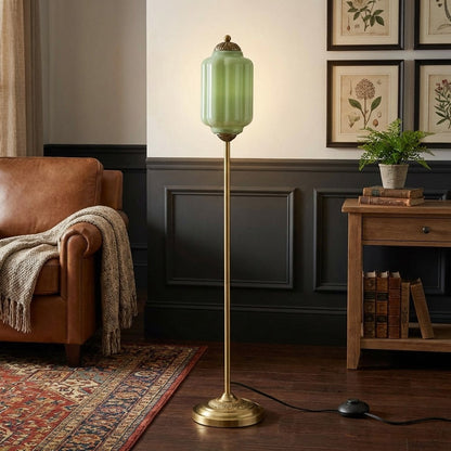 Decoratieve Glazen Pompoen Vloerlamp Retro Organische Stijl Woonkamer Staande Lamp