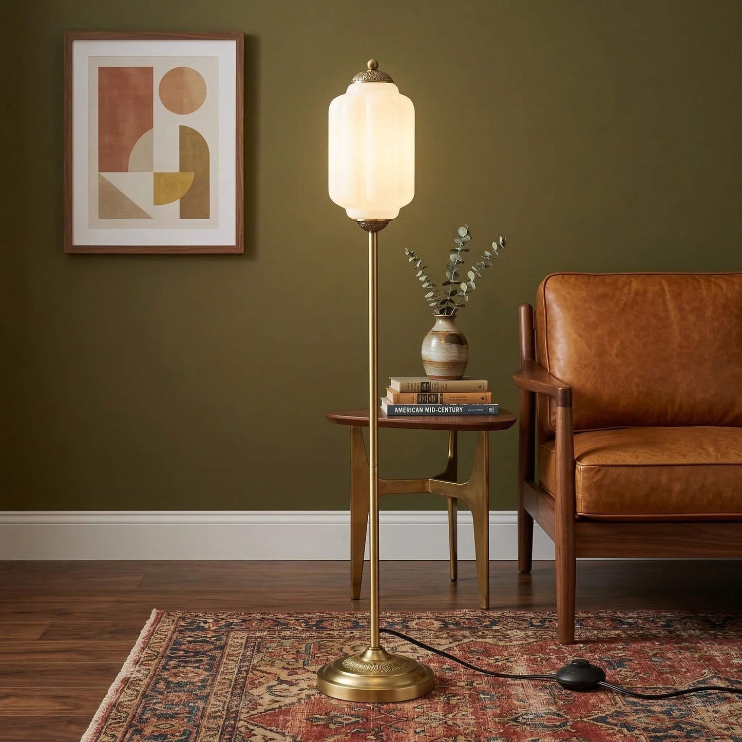 Decoratieve Glazen Pompoen Vloerlamp Retro Organische Stijl Woonkamer Staande Lamp