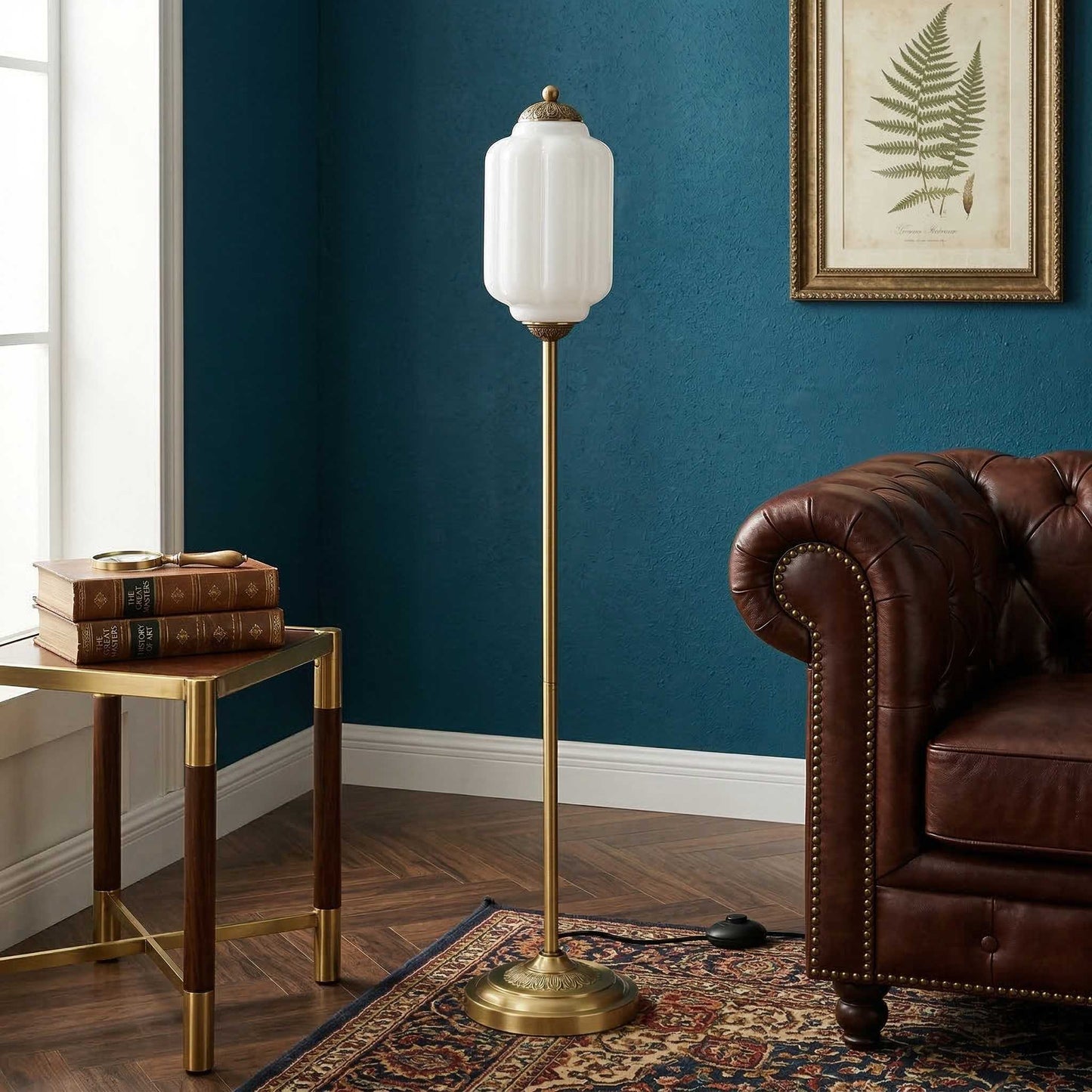 Decoratieve Glazen Pompoen Vloerlamp Retro Organische Stijl Woonkamer Staande Lamp