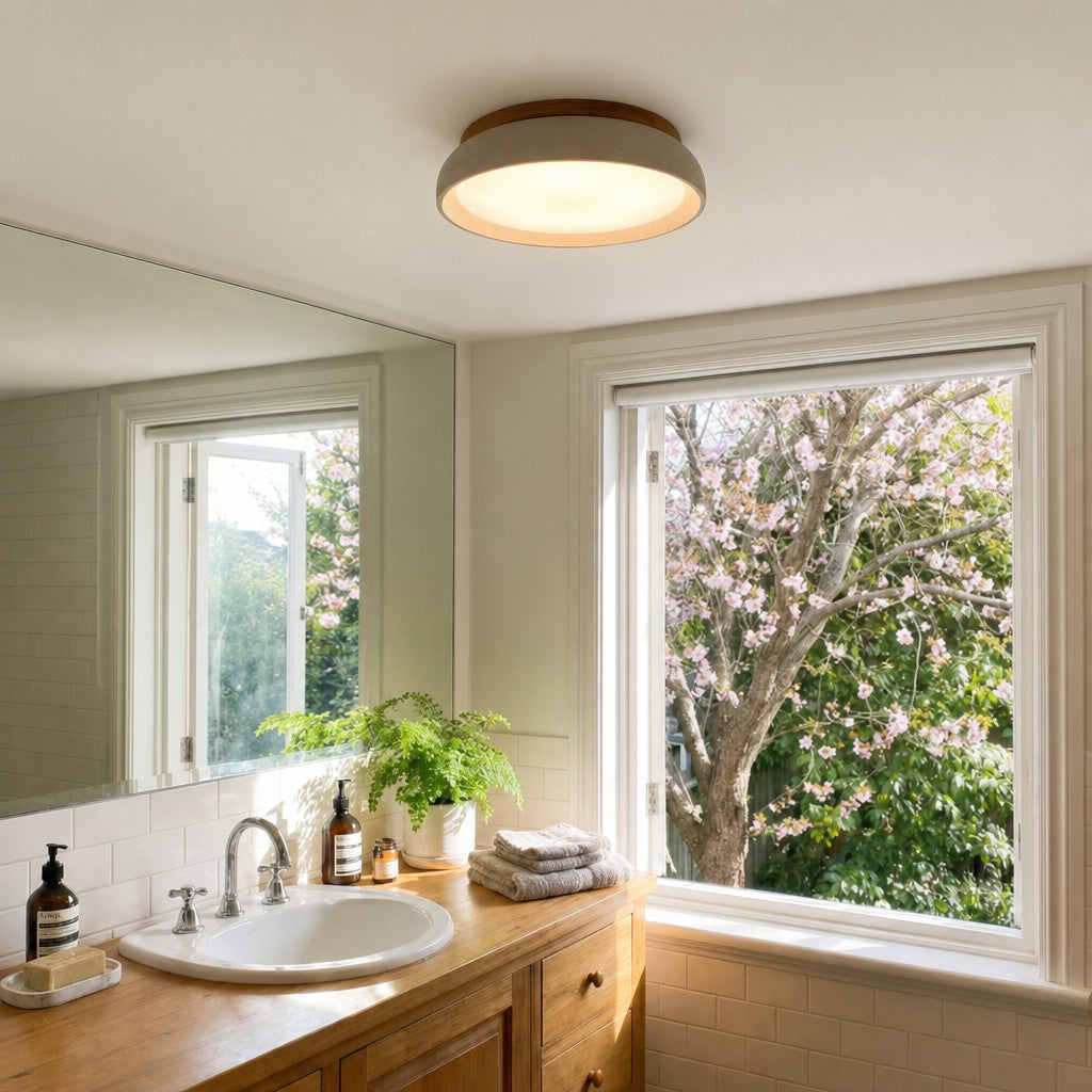 Plafondlamp Slaapkamer Warm Licht Travertijn Beige ∅30 en ∅43 cm Zacht Diffuus Natuursteen