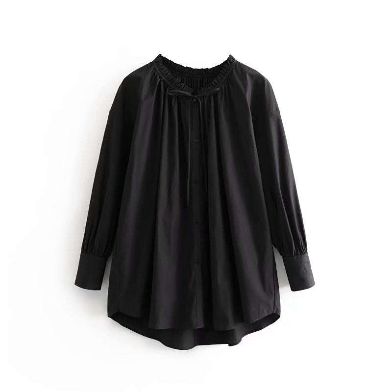 Dames Blouse Oversized met Strikkoord Elegante Stijl