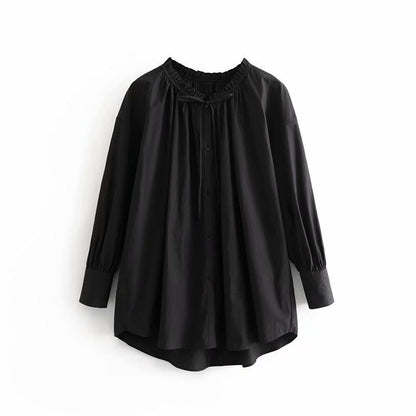 Dames Blouse Oversized met Strikkoord Elegante Stijl