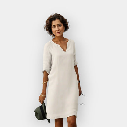 Midi Jurk Dames Luchtig Elegante V-Hals Driekwart Mouwen