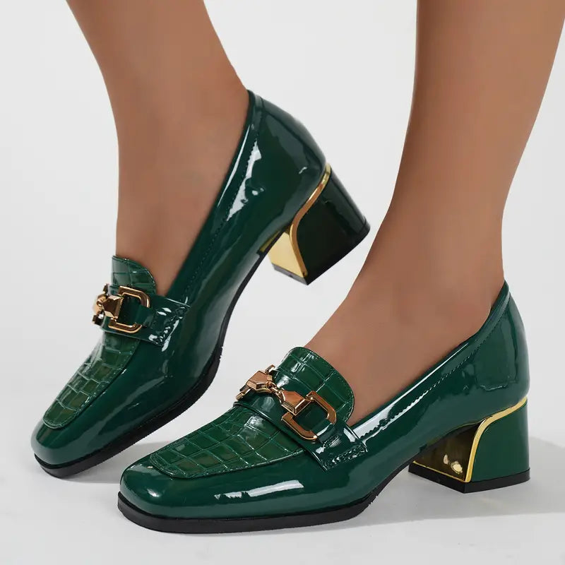 Dames Loafers met Hoge Hak Comfortabele Leer Schoenen