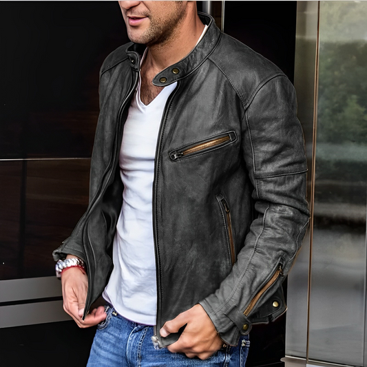 Leren Jas Elegant Zwart Heren - StudioMarella