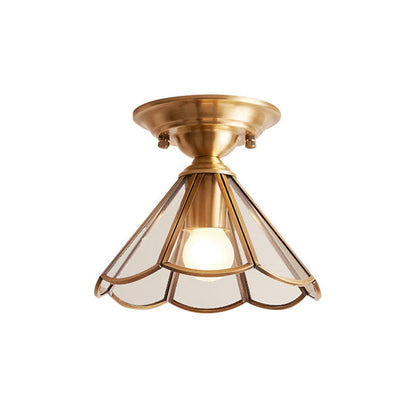 Plafondlamp Messing Geschulpt Metaal Semi-Flush - Elegant Koloniale Stijl Verlichting voor Hal en Woonkamer