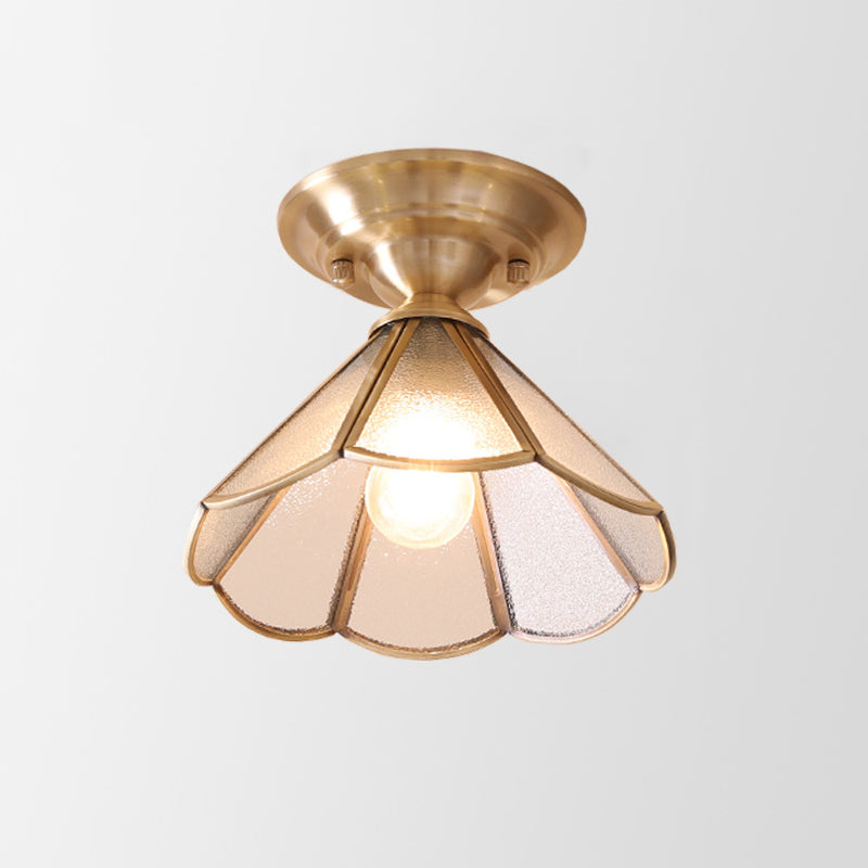 Plafondlamp Messing Geschulpt Metaal Semi-Flush - Elegant Koloniale Stijl Verlichting voor Hal en Woonkamer