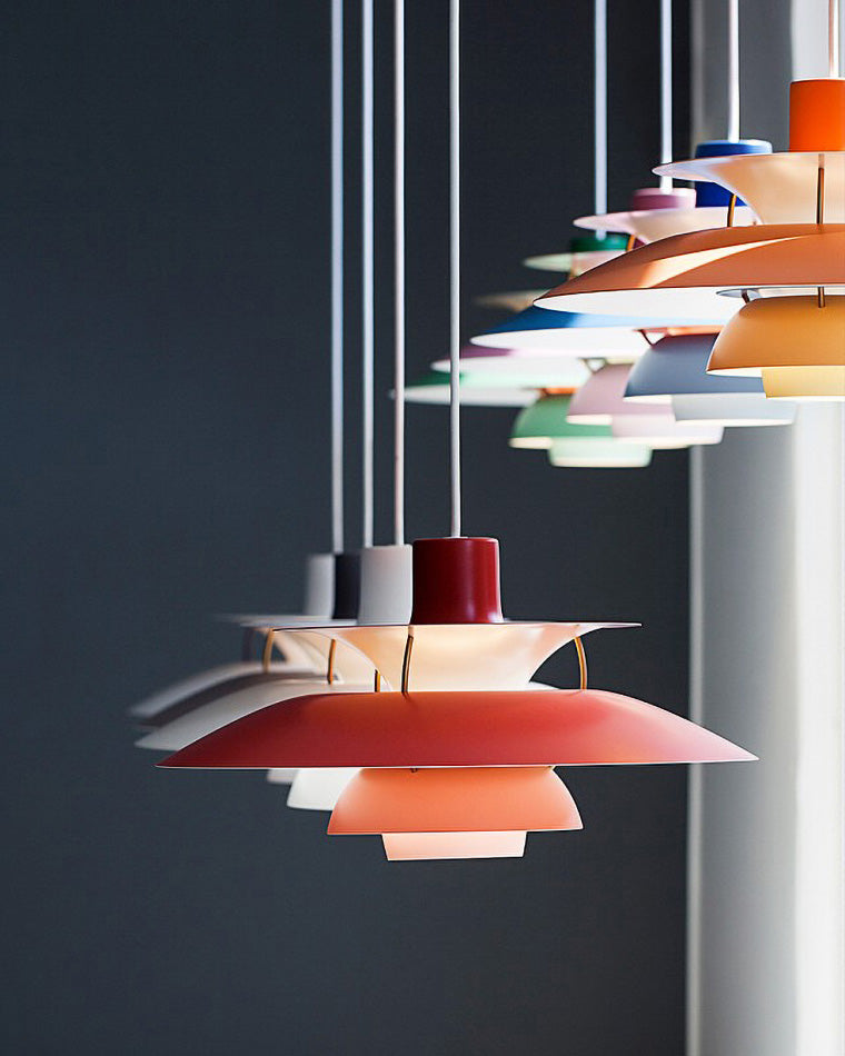 Scandinavische Hanglamp Eettafel Metaal Kleurrijk Retro Deens Design Woonkamer Keukeneiland