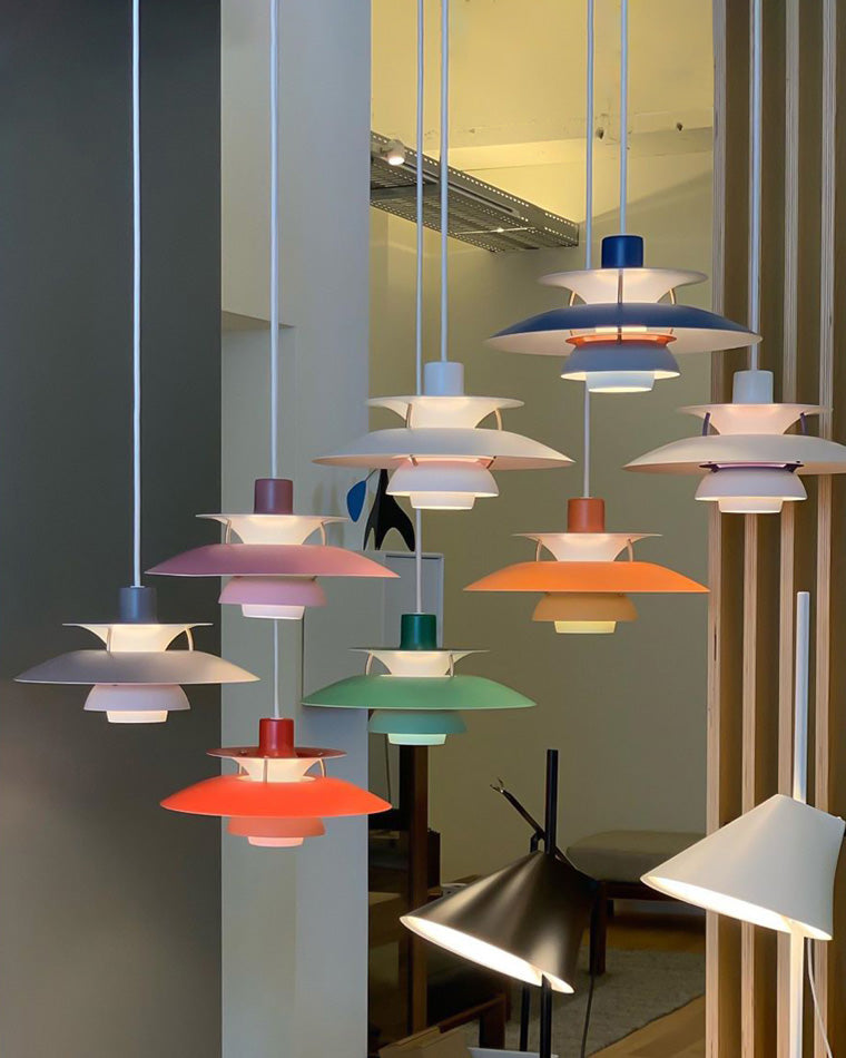 Scandinavische Hanglamp Eettafel Metaal Kleurrijk Retro Deens Design Woonkamer Keukeneiland