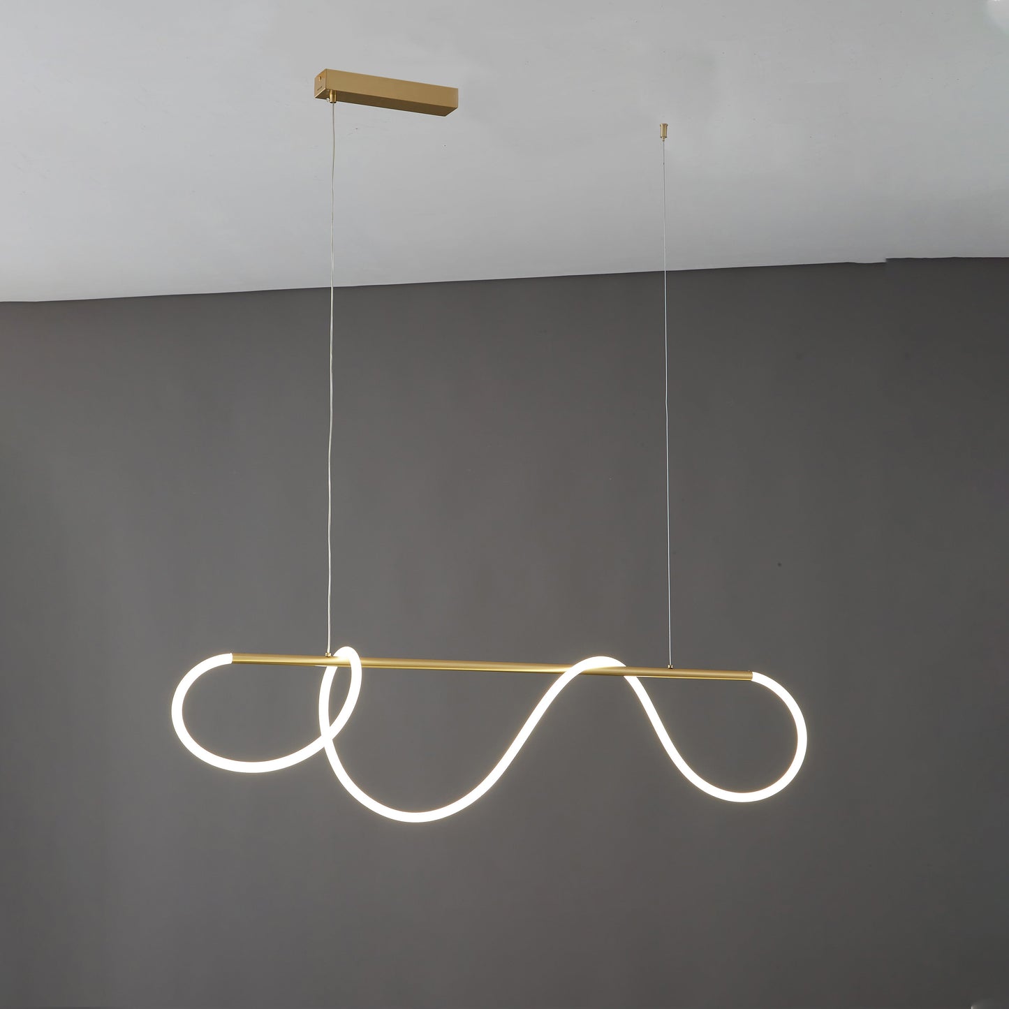 Hanglamp Touw Led Cirkel Messing Dimbaar 3 Maten Eetkamer Woonkamer Minimalistisch