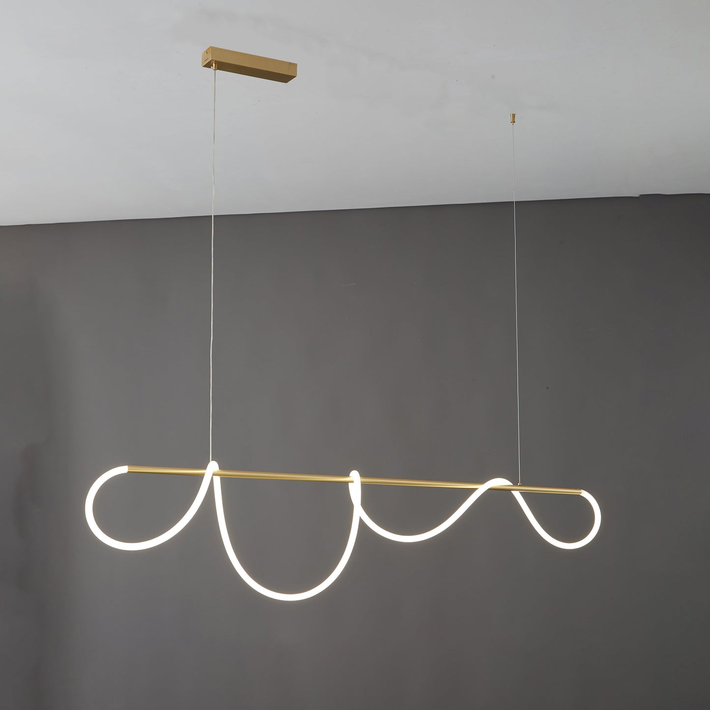 Hanglamp Touw Led Cirkel Messing Dimbaar 3 Maten Eetkamer Woonkamer Minimalistisch