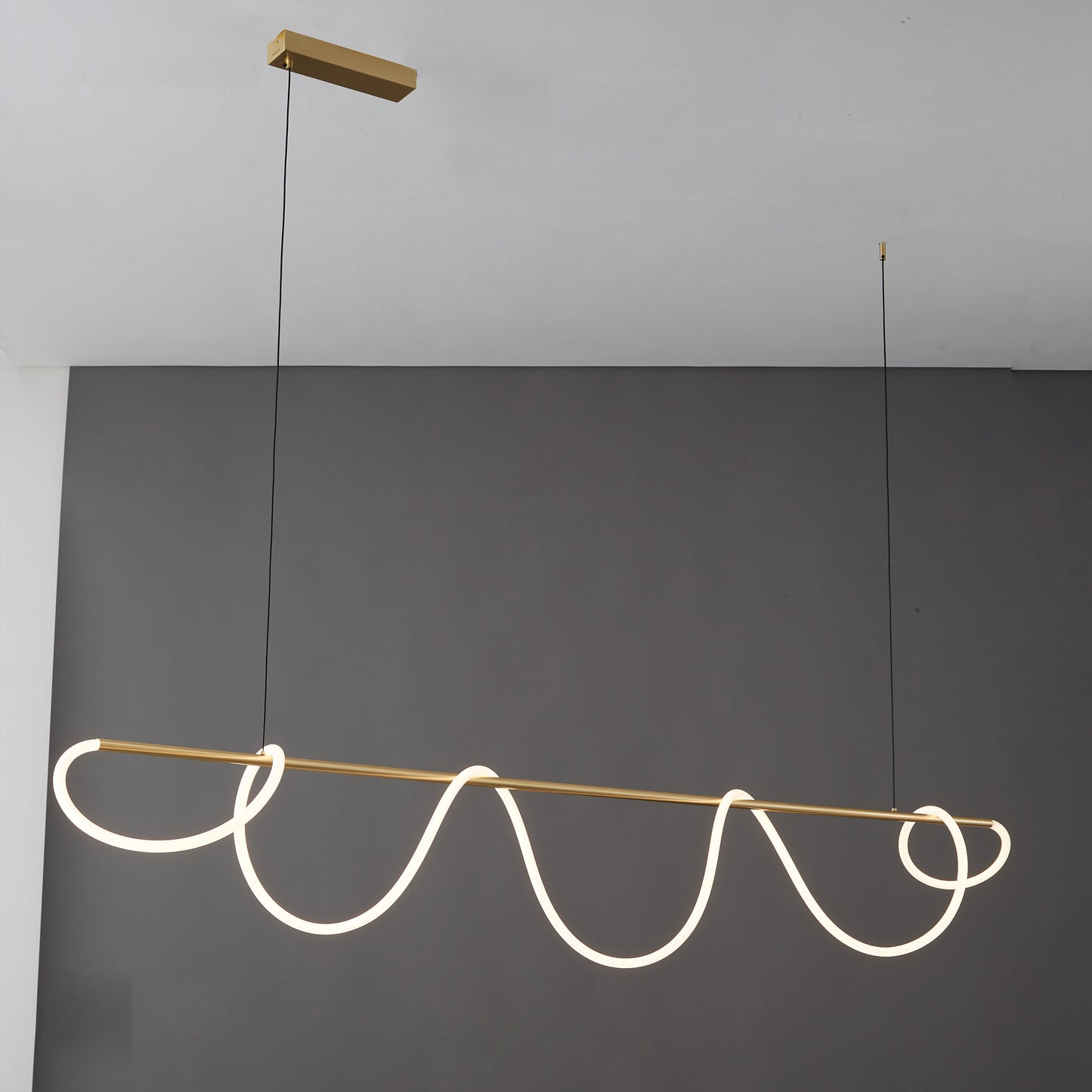 Hanglamp Touw Led Cirkel Messing Dimbaar 3 Maten Eetkamer Woonkamer Minimalistisch