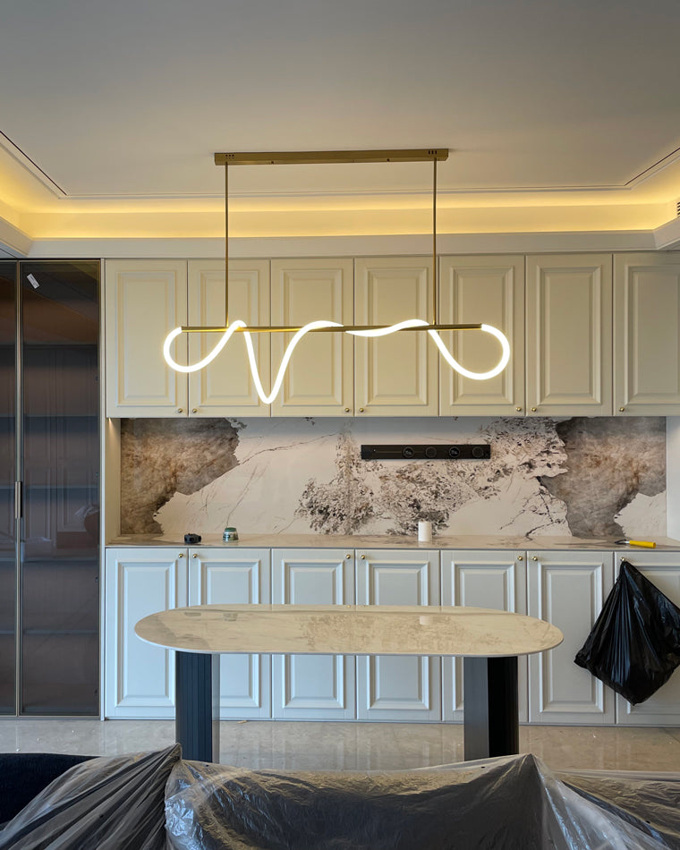 Hanglamp Touw Led Cirkel Messing Dimbaar 3 Maten Eetkamer Woonkamer Minimalistisch