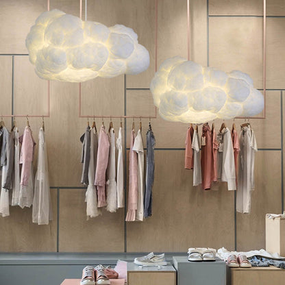 Moderne Wolk Hanglamp – 2 Lichtpunten Witte Plafondlamp voor Slaapkamer | Scandinavisch Design Eetkamerlamp Plafondverlichting Wolkvorm Lampenkap