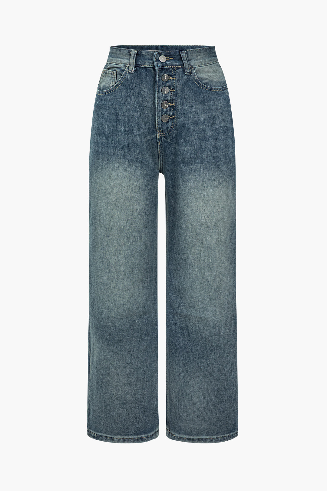 Hoge Vintage Vlieg Jeans met Knopen voor Dames - StudioMarella