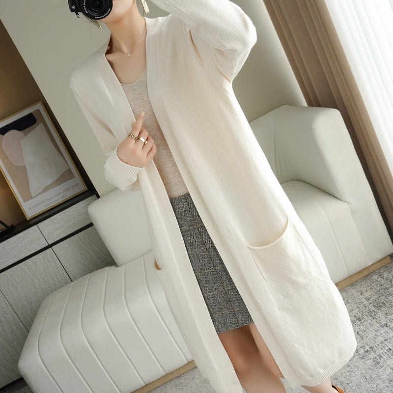 Dames Gebreide Vest Lange Stijl Trendy Kleding