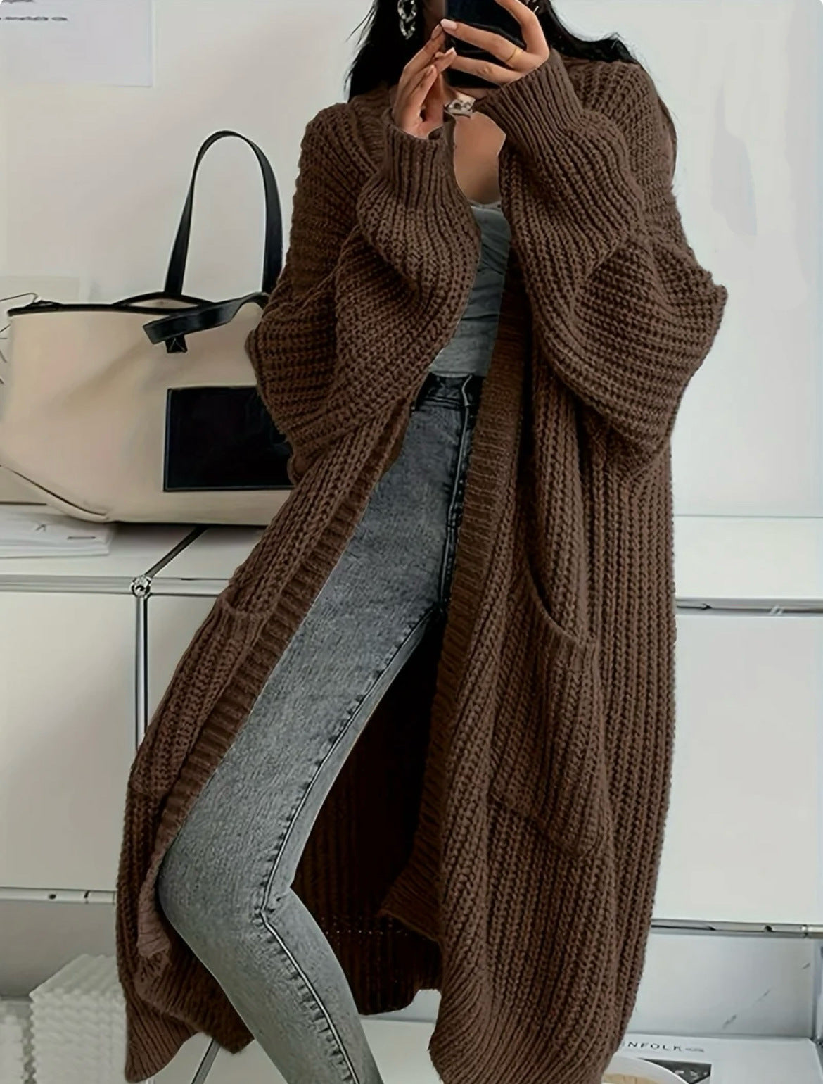 Dames Vest Lange Gebreide Stijlvol Trendy