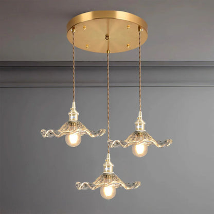Hanglamp Glas E27 23cm Groen Messing Bloemvorm Eettafel Slaapkamer Retro Verlichting Vintage Hanglamp