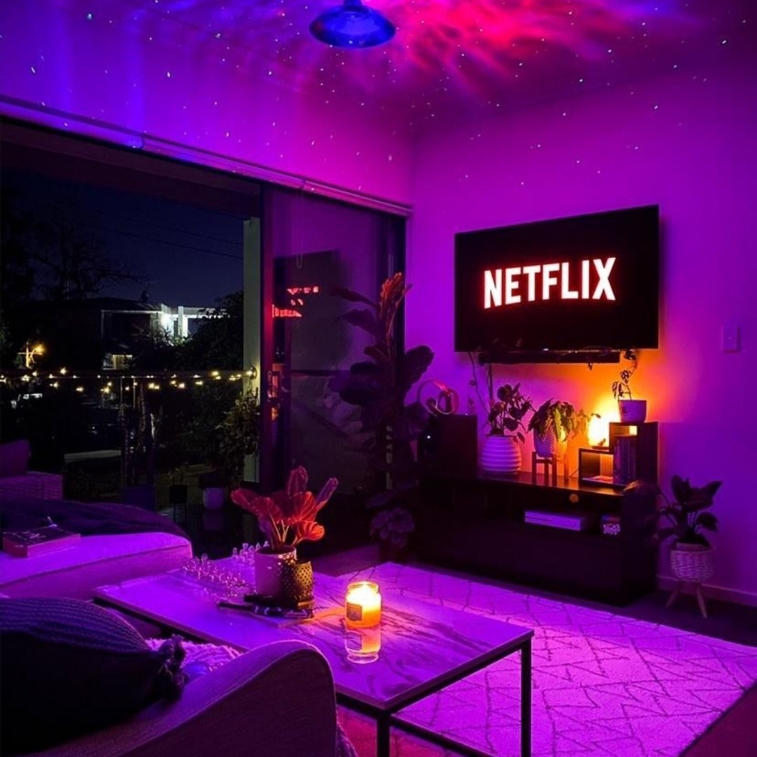 Sterrenprojector met Bluetooth Speakers en 21 Kleuren — Sferische Lichtprojector met Afstandsbediening voor Slaapkamer en Woonkamer