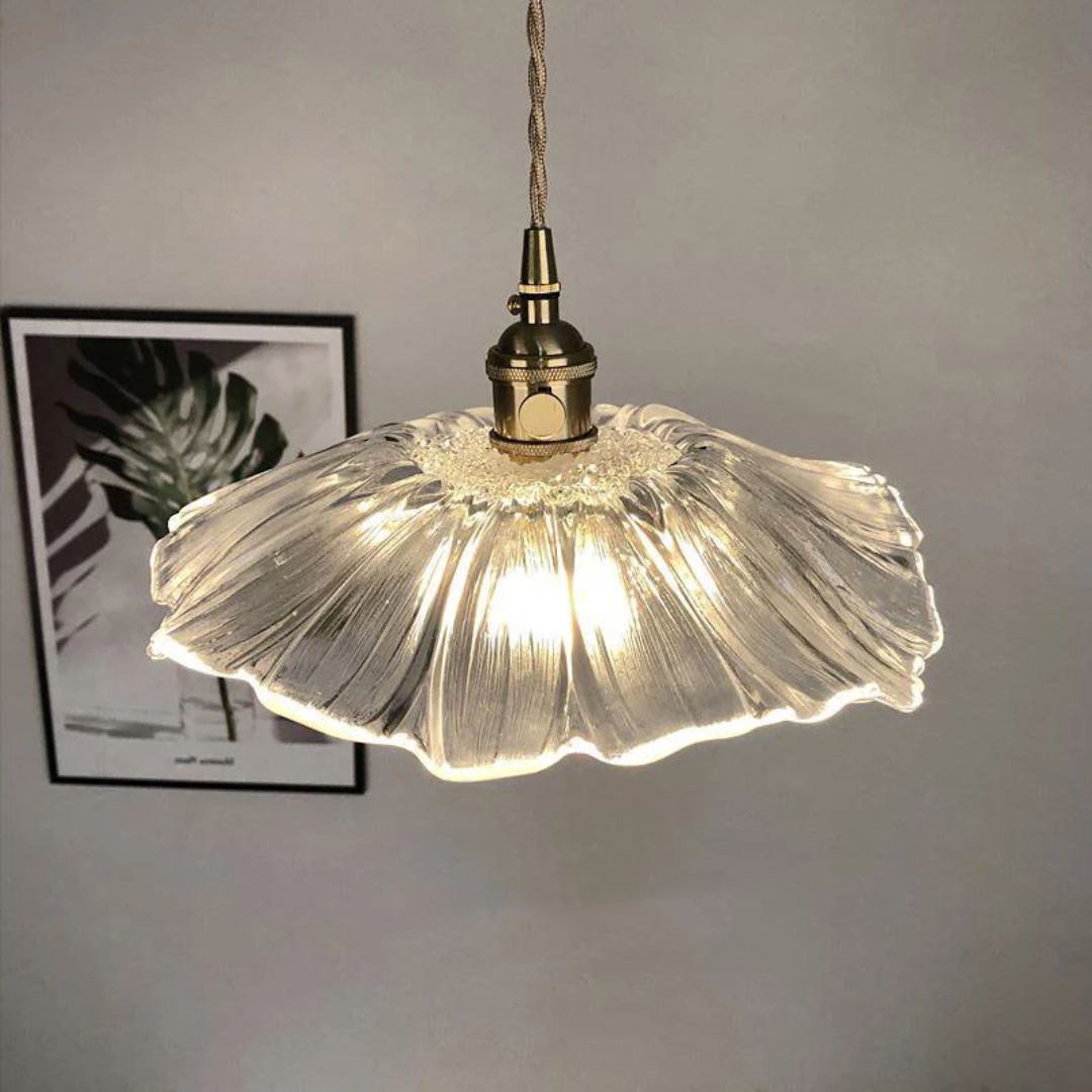 Sansoti | Cullivan Bloemvormige Hanglamp – Glazen Hanglamp met Gouden Fitting voor Woonkamer & Eetkamer