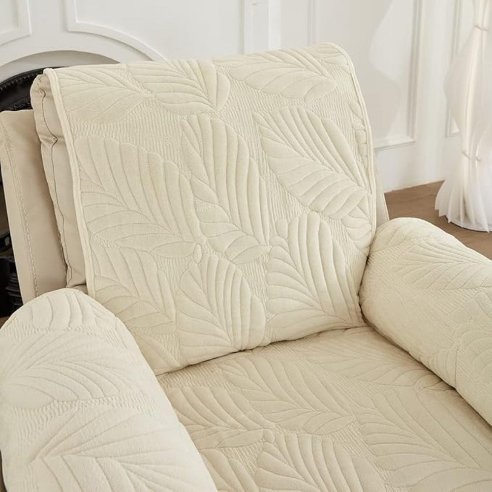 Stoelhoes voor Relaxstoel met Bladpatroon – Universele Slipcover voor Fauteuil Bescherming tegen Vlekken – Antislip Hoes met Groen Motief