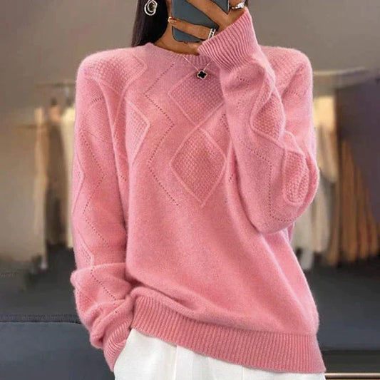 Roze Damestrui Effen Trui voor Vrouw - StudioMarella