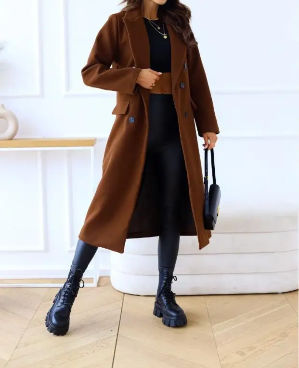Dames Trenchcoat Lange Warme Herfst Winter Coat - StudioMarella