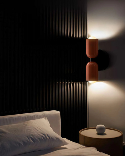 Wandlamp Dubbele Ronde Kap Zwart Frame Warm Sfeerlicht Slaapkamer Woonkamer Gang Minimalistische Wandverlichting Modern Japandi Scandinavisch Interieur