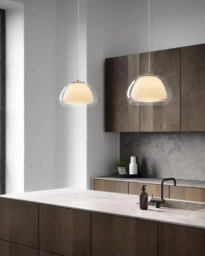 Luxe Glazen Hanglamp Met Mat En Transparant Glas In Minimalistisch Japandi Design