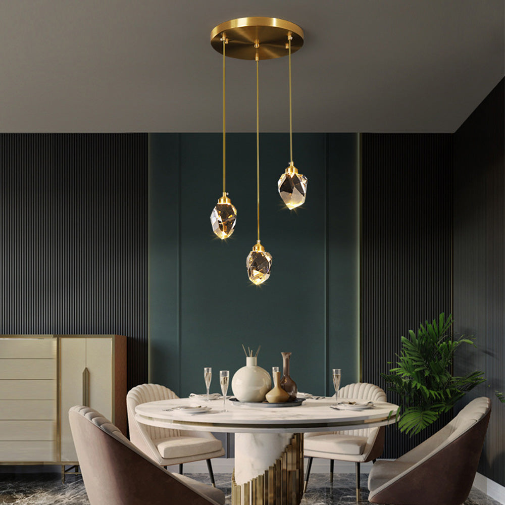 Hanglamp Glas Metaal Goud Verstelbaar Eettafel Woonkamer Keukeneiland Druppelvorm Designlamp Sfeerverlichting
