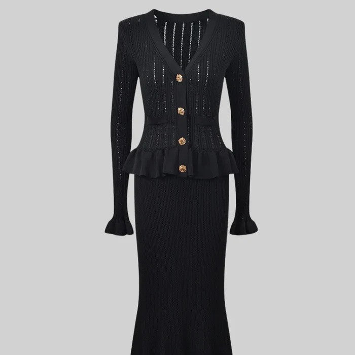 Damesrok en Vest Set Lange Rok Franse Stijl Tweedelig