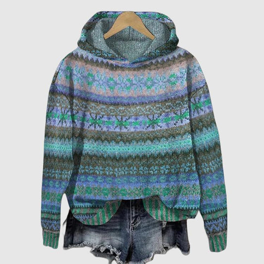Dames Hoodie met Noors Patroon – Zachte Warme Trui met Capuchon - StudioMarella