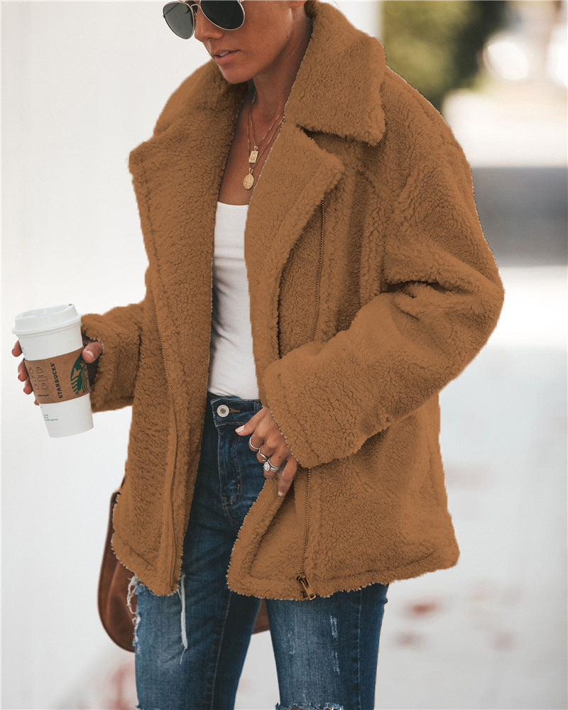 Dames Teddyjas Zwart Wollen Ritsjas Trendy