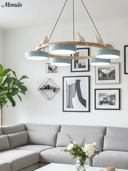 Decoratieve Vogelkroonluchter met Gekleurde Cirkels voor Eetkamer en Woonkamer