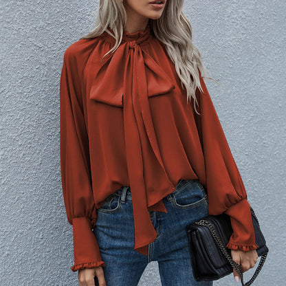 Dames Blouse Strikdetail Elegante Stijl Chique Katoen