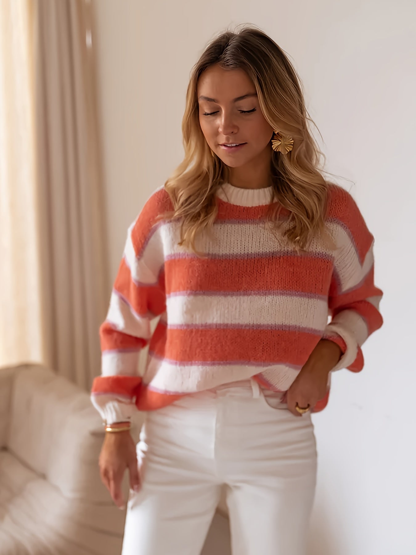 Dames Trui Gestreept Met Colorblock Pasvorm