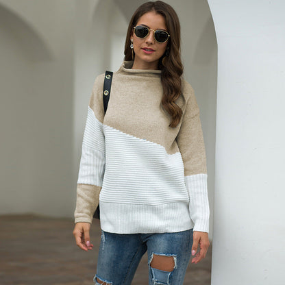 Dames Trui Gebreid Gebruind Bruin Schuin Model