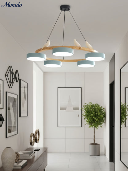 Decoratieve Vogelkroonluchter met Gekleurde Cirkels voor Eetkamer en Woonkamer