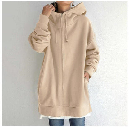 Dames Hoodie Oversized Warm en Zachte Rits Trui
