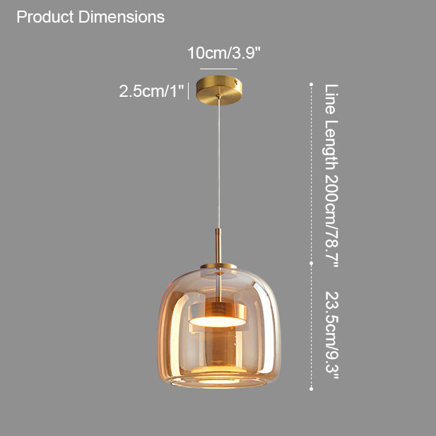 Hanglamp Geblazen Glas Amber Goud Rond Verstelbaar Eettafel Woonkamer Modern