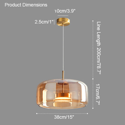 Hanglamp Geblazen Glas Amber Goud Rond Verstelbaar Eettafel Woonkamer Modern